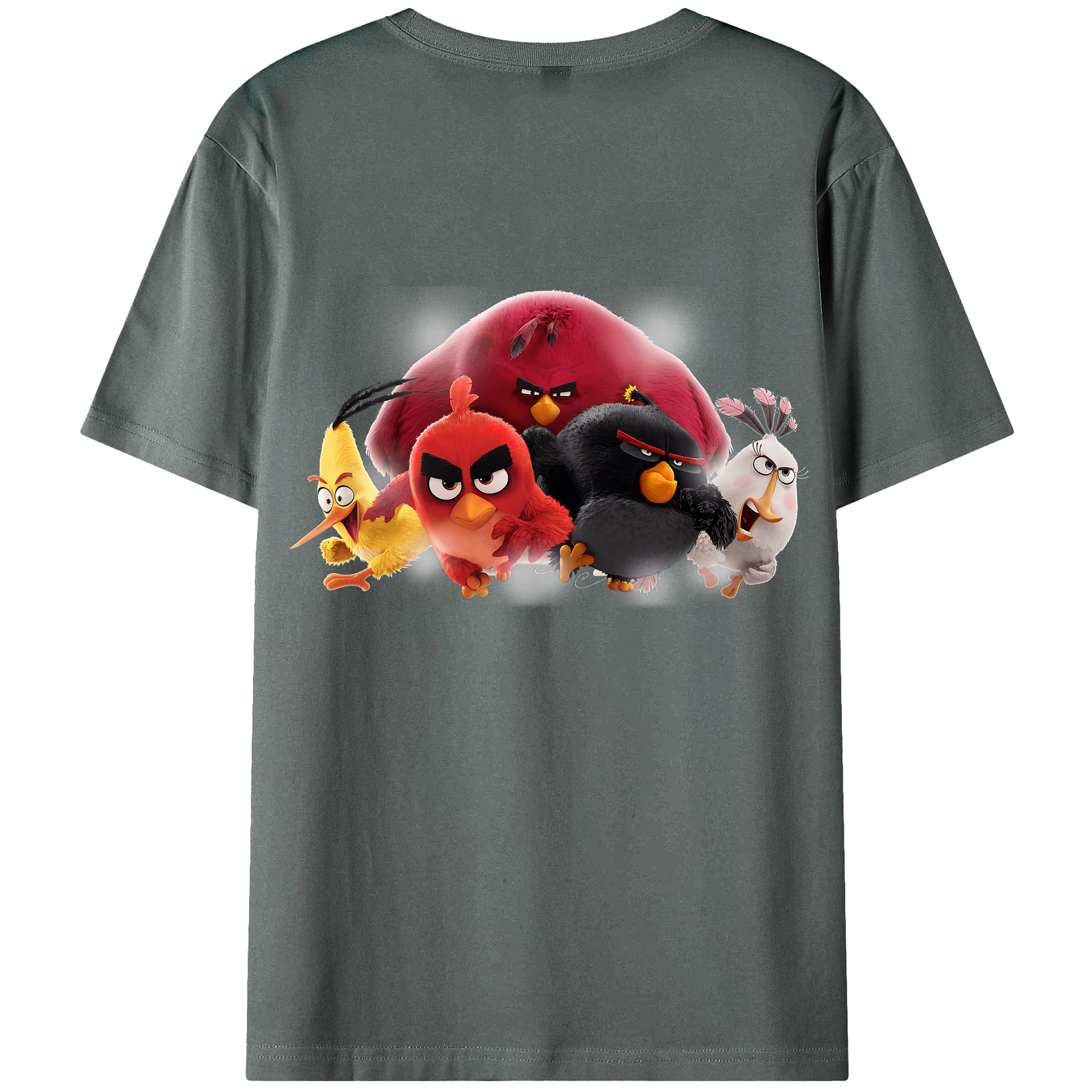 （画像用） Angry Birds アングリーバード 綿100％ メンズ半袖Tシャツ（バックプリント） 通気性